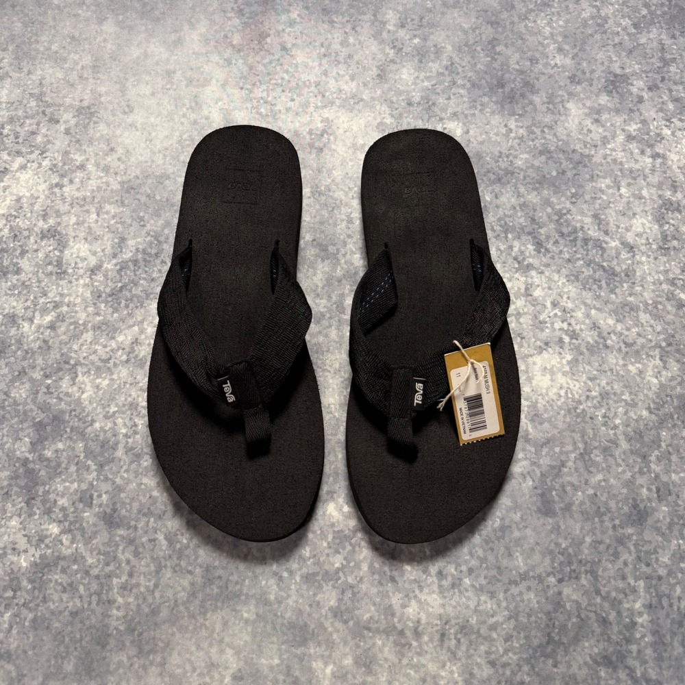 Teva Mens Mush II Flip Flops Size 11 Black Thong Sandals 4168 New With Tags NWT